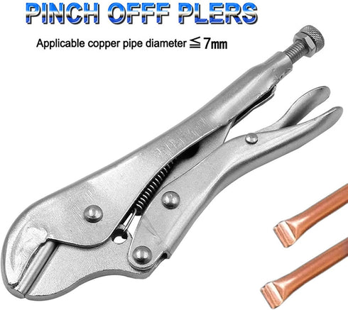 ViaGasaFamido Locking Pliers, Curved Jaw Wire Cutter, Copper Pipe Sealing Tool with Tension Spring, 7mm 45# Steel