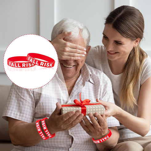 12 Sumind Pcs Fall Risk Bracelet Emergency Alert Wristband for Elderly Patient Wristbands Fall Risk Silicone Rubber