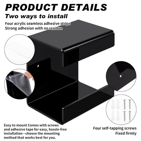 AceOrbit 2 Pack 4.7x3.3x4.8 Black Acrylic Lab Wipe Holder, Glove Dispenser Holder in Wall Mounted Wipe Dispenser