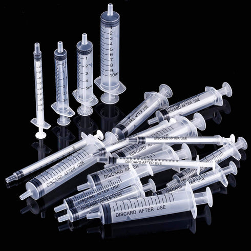 20 Packs Plastic Syringe with Measurement - Suitable for Measuring, Watering, Refilling (1 ml/3 ml/5 ml/10 ml)