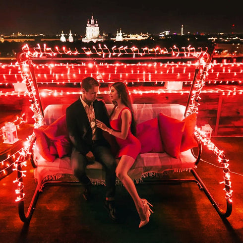 500 163 8 JMEXSUSS LED Red Valentine Lights Indoor Outdoor, FT Clear Wire Red Lights Plug in, Modes Christmas String