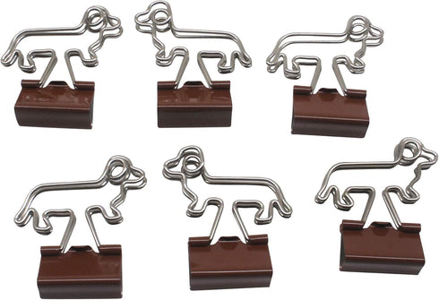 Dachshund Shaped Binder Clips 25 Count Bag Small 23mm Office Gift (Brown)