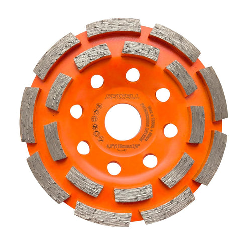 FEWELL 4 1/2” Concrete Grinding Wheel, Double Row Diamond Cup Wheel with 7/8” Arbor