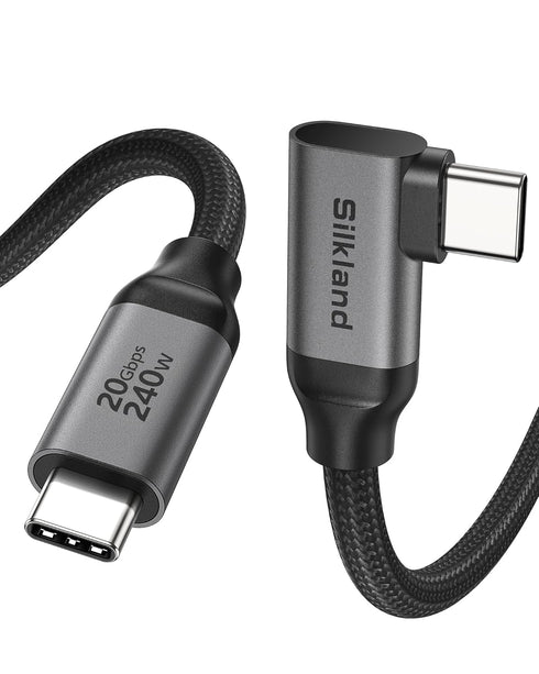 Silkland USB C Monitor Cable Right Angle 5FT, 8K@30Hz 5K/4K@60Hz Display, 20Gbps