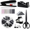 UPIHO Black Desk Accessories, Stapler and Tape Dispenser Set with Large Stapler, Remover, Clips, Scissors