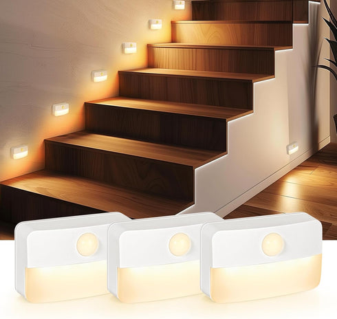 Guankai 3 Pack Motion Sensor Stair Light for Indoor, Battery Operated Closet