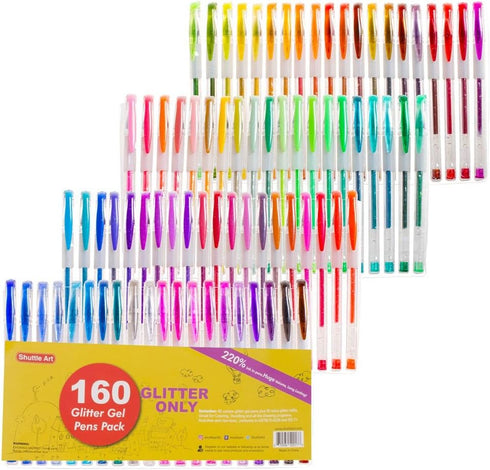 Shuttle Art 160 Pack Glitter Gel Pens, 80 Colors Set with 80 Refills for Adults Coloring Books and Crafts