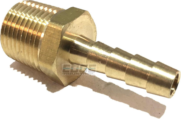 1/4" Hose ID to 3/8" Male NPT MNPT Straight Brass Fitting Fuel/AIR/Water/Oil/Gas/WOG (Qty 1)