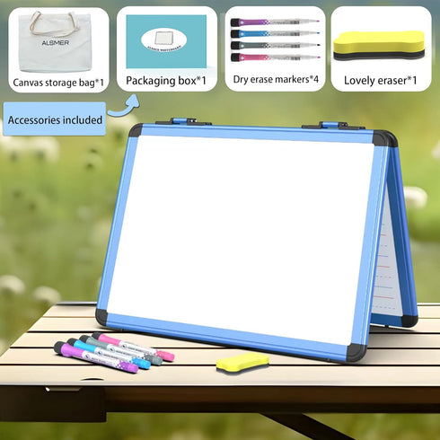 Dry Erase Board, 17x13 inch Magnetic Whiteboard, A3 Foldable Small with Lines, Perfect for Office, School, Home