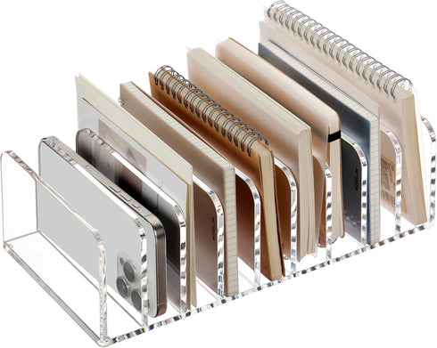 SANRUI Clear Desk Mail Organizer, 9 Compartments Acrylic Document Sorter, Multifunction Letter Folder Racks for Office