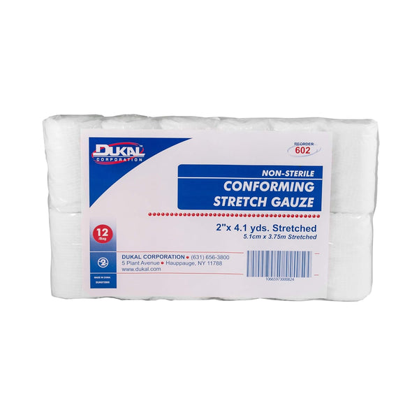 Dukal Conforming Stretch Gauze Bandage, 2" x 4.1 yard, Non-Sterile, 12 Roll