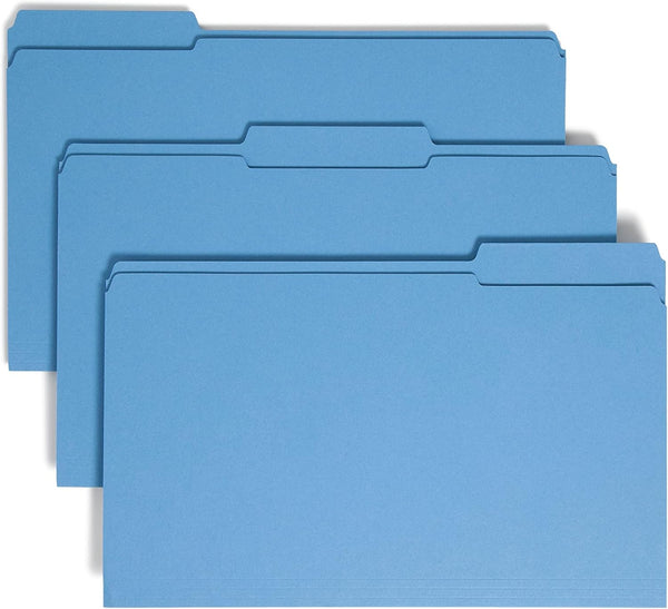 Smead File Folder, Blue, Reinforced 1/3-Cut Tab, Legal Size, 100 per Box (17034)