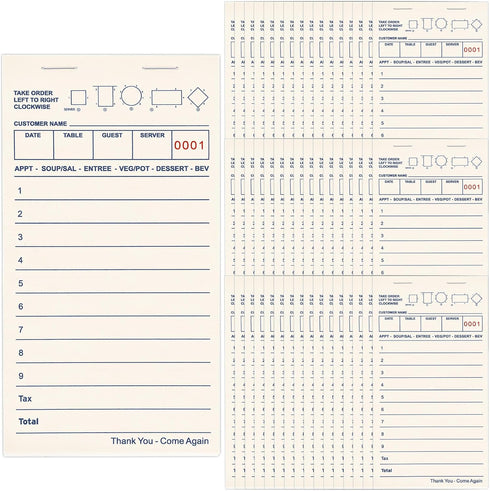 48 Pack 2400 3.5 6.75 Inch Server Note Pads Bulk Recycled Guest Check Pads, Total Sheets x Guest Checks Books