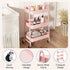 Generic 3 Tier Rolling Cart, Metal Utility Cart with Lockable Wheels - Pink Storage Organizer for Kitchen, Bathroom