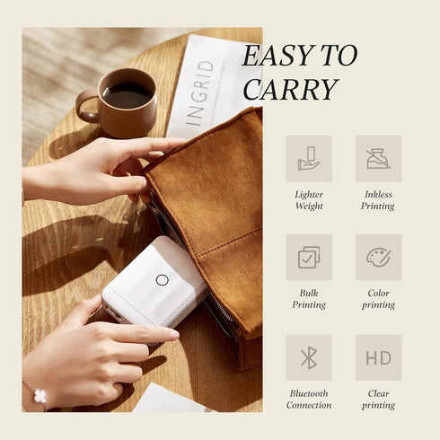 NIIMBOT D110 Mini Label Maker Machine - Portable Bluetooth Inkless Sticker Printer with Tape (3 Rolls), White