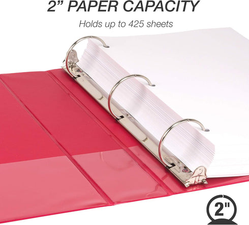 Samsill Economy 3 Ring Presentation View Binder, 2 Inch Round Ring, Holds 425 Sheets, Red