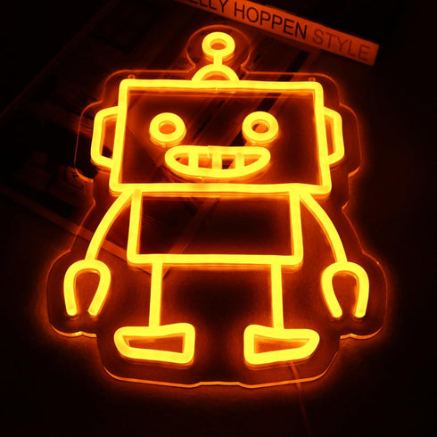 TOPQUALI Gift13.8 10.1 Inch Robot Neon Signs Robot LED Neon Light Decor for Game Room, Baby Living Room,Kids
