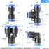 TAILONZ Pneumatic 1/2 Inch OD Push to Connect Fittings Kit, 5 Splitters + 5 Elbows + 5 Tee + 5 Straight (20 Pcs)