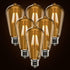 4W LED Dimmable Edison Light Bulbs, ST58 Amber Glass, 2700K Warm White, E26 Base Pack of 6