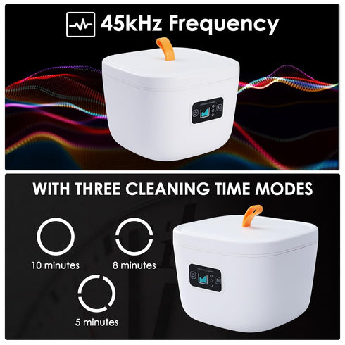 Ultrasonic Cleaner Machine 8.6oz (255ml) with UV, 45kHz Portable Jewelry Cleaner, 3 Cleaning Modes for Home