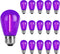 S14 Purple Replacement Light Bulbs 1W LED, Shatterproof Waterproof Decorative Filament Bulbs, E26 Base, 15 Pack