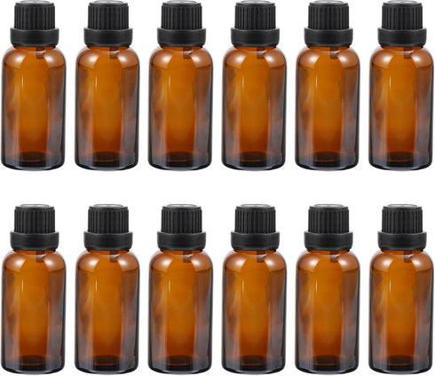 Uonlytech Glass Bottles - 12Pcs Essential Oil Bottles, 20ml with Orifice Reducer for Oil Blends and Lab Chemicals