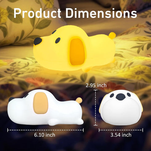 Dimmable Cute Dog Night Light, with Soft Silicon Dog Light, Kindergarten Kawaii Light, Rechargeable Touch Night Light