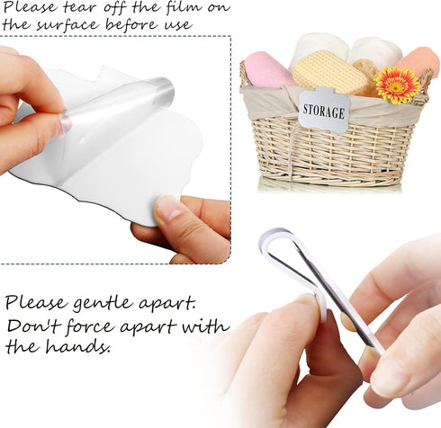 Zonon 8 Pack Basket Labels Clips with 40 Pcs Pantry Labels Set, Removable Bin 3.5 x 2.4 Inch for Kitchen, Black & White