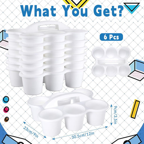 6 Pack 6 Classroom Caddy with Handle Plastic Storage Caddy Organizer with Compartments Drink Cup Caddies Holder