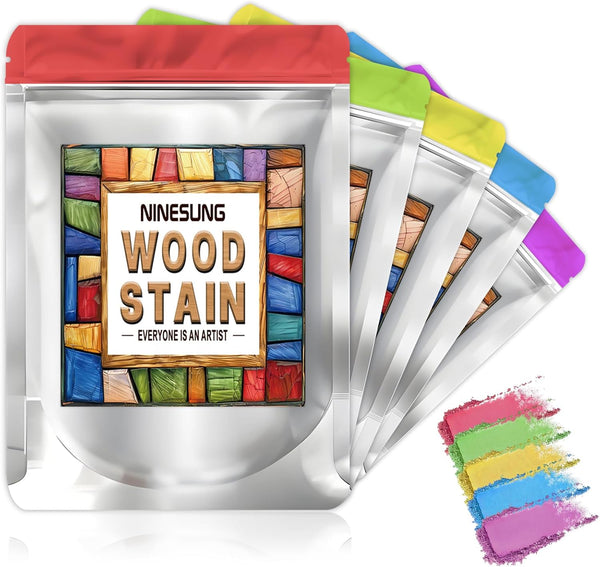 Wood Stain Powder, 5 Colors/Set, Wood Dye, Colored Wood Dye Powder for