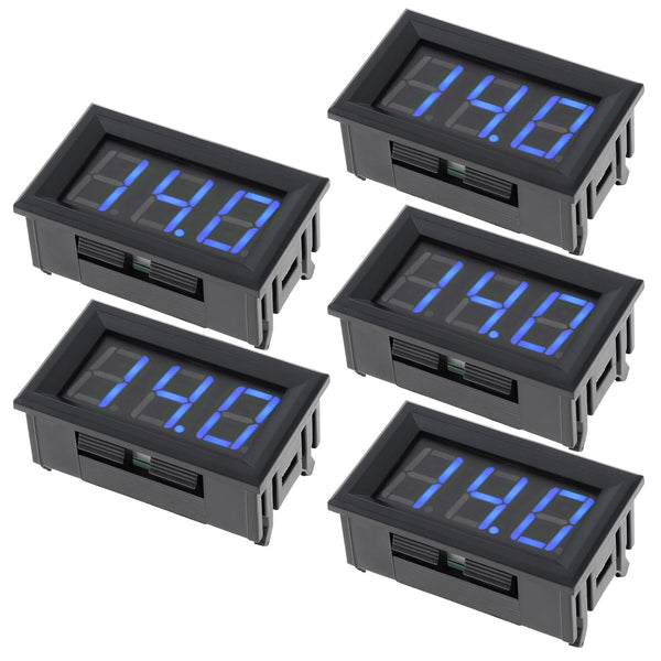 5 Pack DC 5-120V Digital Mini Voltmeter, 2 Wire 0.56 inch LED Display Panel for Motorcycle Battery Monitor