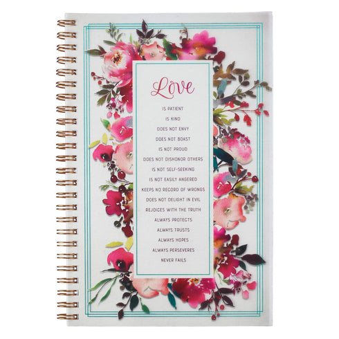 Christian Art Gifts Notebook, Love Is Patient Kind I Corinthians 13:4-7, Inspirational Writing Journal, 128 Pages