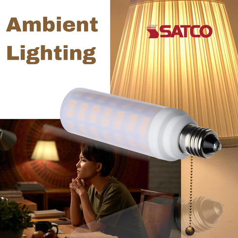 Satco 6.5W T6 Bulb, 3000K 120 Commercial, LED Mini Candelabra Frost Finish, Soft White, Volt, Residential Indoor