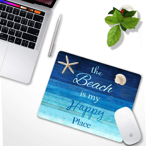 SuoLong 9.5 7.9 inches, "Beach is My Happy Place" Personalized Design x Rectangular Non Slip Rubber, Standard Size Lock