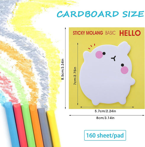 Cute Animal Self Stick Notes,8 Pack Kawaii Rabbit Sticky Notes Pad Cartoon Memo Pads Markers Flags Students Home Office Roommates Gifts Tab Supplies 160 Sheets by cobee