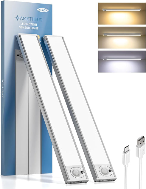 2Pack 16inch Under Cabinet Lighting, Rechargeable Motion Sensor Light Indoor, Dimmable 3