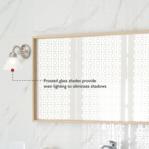 511618 Millbridge 1-Light Dimmable Design House Wall Light Traditional Indoor Light with Alabaster Glass for Bathroom