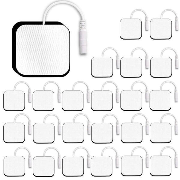 24PCS Replacement Pads 2X2 for TENS Unit, Latex Free Electrodes with 2mm Pin Connector for AUVON, TENS 7000, Etekcity,