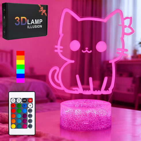 Glowix 16 Dimmable Cat Night Light, Cute Night Light, Color Change Decor Lamp, Touch & Remote Control Sleep Light, Kids