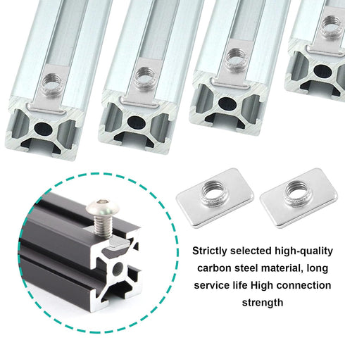 LifCratms 100pcs M5 2020 3D Flat Sliding T-Nuts, Series T-Slot Nut T Nut Accessories for CNC Router Build Rail Printer