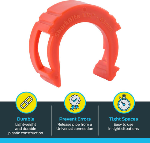 SharkBite 1-1/2 Inch Disconnect Clip for Push to Connect Brass Plumbing Fittings, UXLDC41