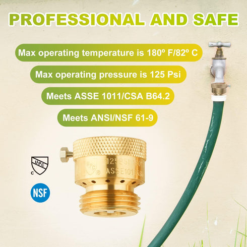 Set, 3/4 Inch (4-Pack) SUNGATOR Anti Siphon Valve, Hose Bib Vacuum Breakers Backflow Preventer for Garden Spigot, RV