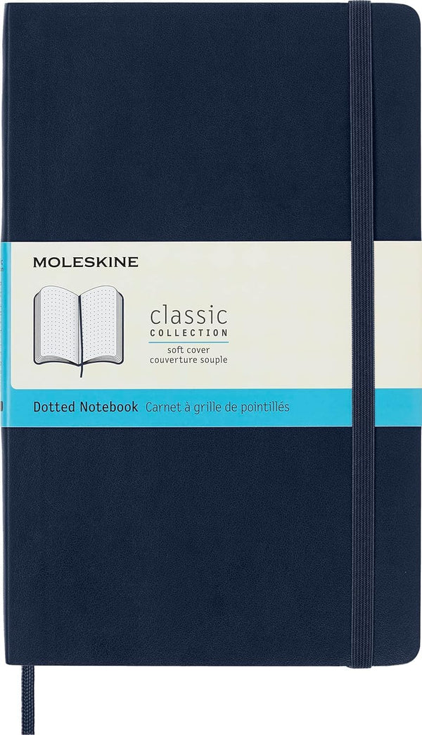 Moleskine Classic Notebook, Soft Cover, Large (5" x 8.25") Dotted, Sapphire Blue, 192 Pages
