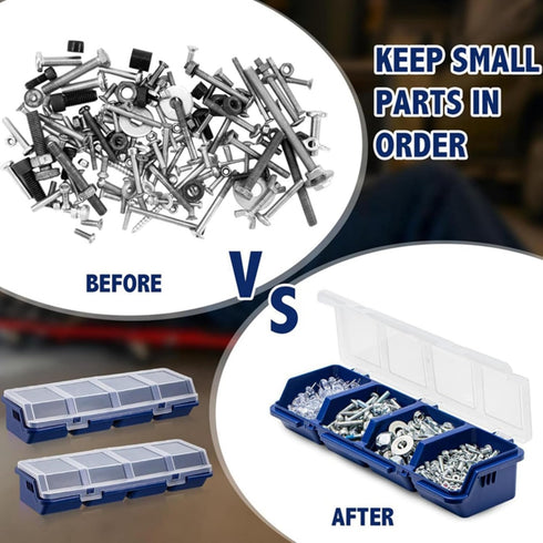 ShanLily 1Pc Small Parts Storage Organizer With Lid Stackable Nail Screw Container Divider Garage Craft Tools Hardware