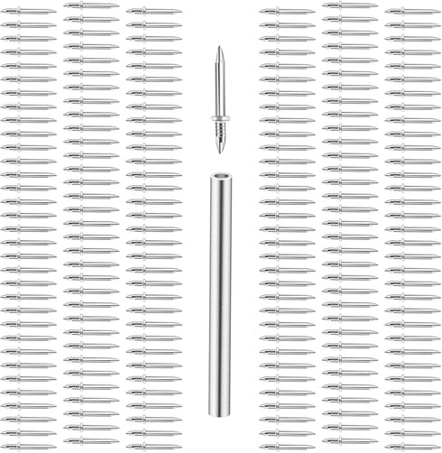 200pcs Double-Head Seamless Skirting Thread Nails, Invisible Mechanical Connector with Specific Sleeve Tool