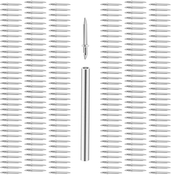 200pcs Double-Head Seamless Skirting Thread Nails, Invisible Mechanical Connector with Specific Sleeve Tool
