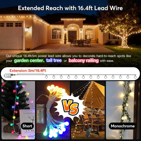 116 200 8 RaThun Globe String Lights Plug in Ft. LED Modes with Remote,Waterproof Fairy String Lights for Indoor
