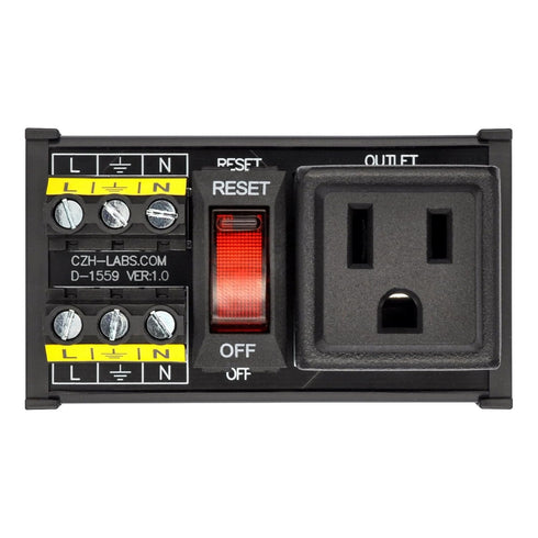 DIN Rail Mount AC 120V NEMA 5-15R Single Receptacle Outlet Power Strip Module with Rocker Switch Thermal Circuit