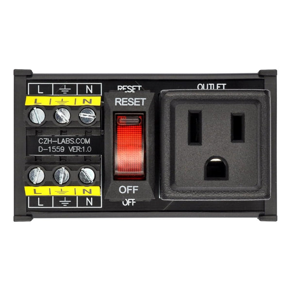 DIN Rail Mount AC 120V NEMA 5-15R Single Receptacle Outlet Power Strip Module with Rocker Switch Thermal Circuit