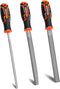 3-Piece Wood Rasp File Set 12" with 4" Rubber Grip, T12 High Carbon Files for Woodworking Manual Cutting